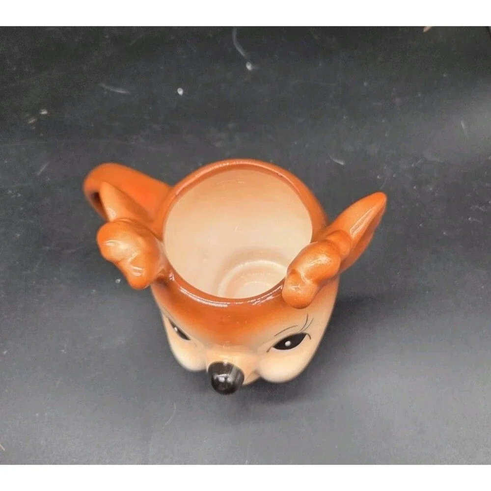 Pottery Barn Retro Figural Reindeer Mug With Antlers 12 oz Christmas Holiday